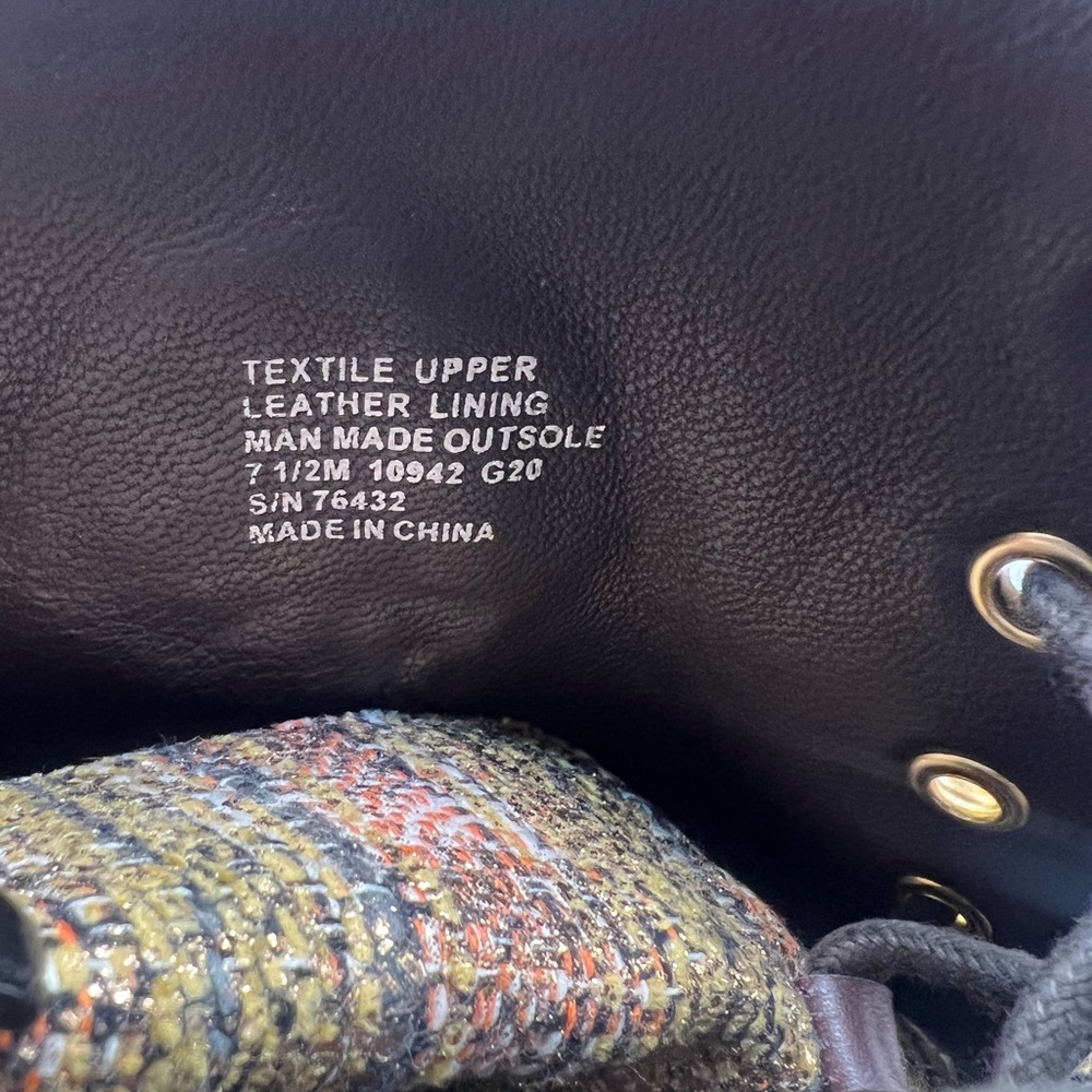 TORY BURCH MILLER 50MM LUG SOLE BOOT ROSEGOLD METALLIC TWEED BROWN LOGO - Picture 11 of 12